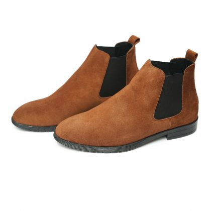 Brown Suede Chelsea Boot made of pure leather.